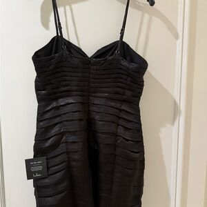 Lulus black short ruched satin  dress